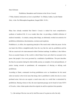 Prohibition, Boundaries and Exclusion in the Divine Comedy