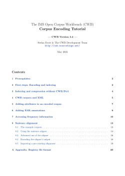 Corpus Encoding Tutorial - Corpus Workbench