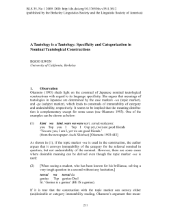 A Tautology is a Tautology: Specificity and Categorization in