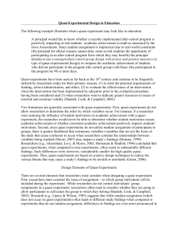 Quasi-Experiment Design in Education