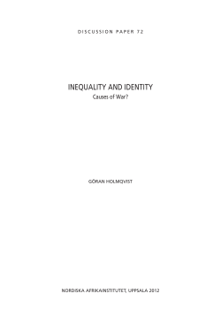 Inequality and Identity. Causes of war?