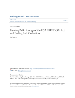 Banning Bulk: Passage of the USA FREEDOM Act and Ending Bulk