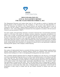 Annual Management Report for the year ending