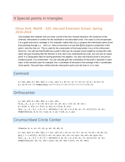 4 Special points in triangles Centroid Orthocenter Cirumscribed