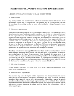 PROCEDURES FOR APPEALING A NEGATIVE TENURE DECISION