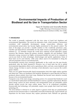 Environmental Impacts of Production of Biodiesel and