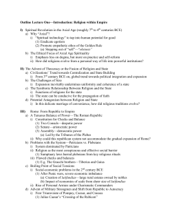Outline Lecture One&mdash;Introduction: Religion within Empire I