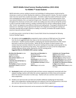 SMCPS Middle School Summer Reading Guidelines (2015