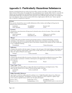 Appendix E: Particularly Hazardous Substances