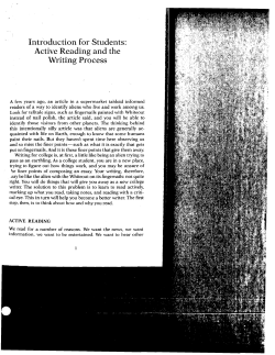 Introduction for Students: Active Reading and the Writing Process