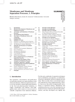 "Membrane Separation Processes, 1. Principles," in: Ullmann`s