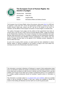 The European Court of Human Rights: the election of judges