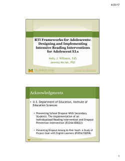RTI Frameworks for Adolescents