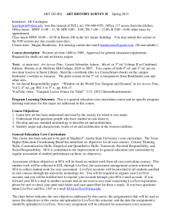 ART 282.002 ART HISTORY SURVEY II Spring 2015 Instructor: Jill