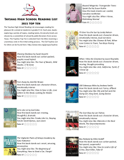 Tayshas High School Reading List