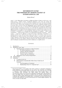 The Position of `Sinking States` at International Law