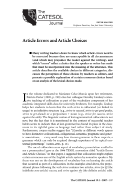 Article Errors and Article Choices