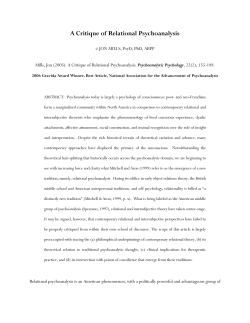 A Critique of Relational Psychoanalysis