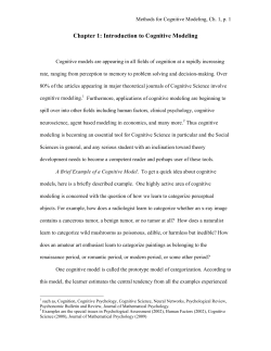 Chapter 1: Introduction to Cognitive Modeling