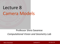 Lecture 8 Camera Models