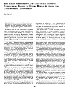 The First Amendment and the Third Person: Perceptual Biases of