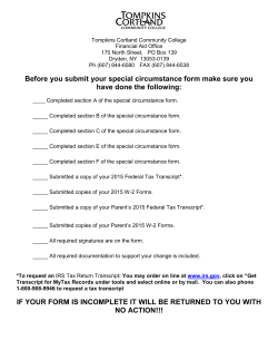 Special Circumstances - Tompkins Cortland Community College