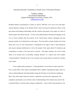 Insecurity/Security Community in South Asia: US Security Practices