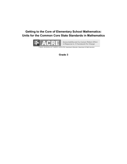 Getting to the Core of Elementary School Mathematics: Units for the