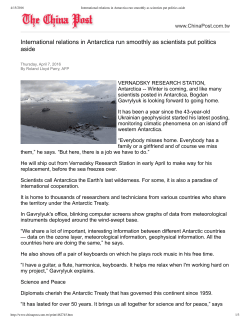 International relations in Antarctica run smoothly as scientists put