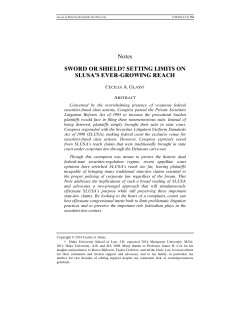 Sword or Shield? Setting Limits on SLUSA&acirc;&bull;Žs Ever