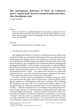 The contemporary Relevance of Pierre de Coubertin: sports