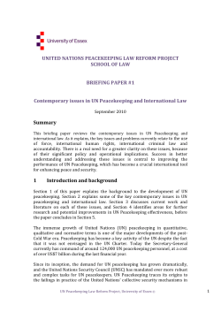 Contemporary Legal Issues in UN Peacekeeping