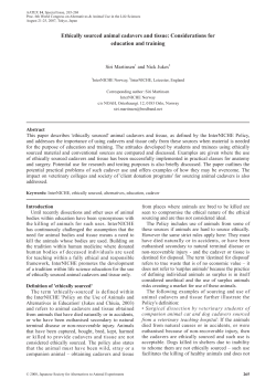 Ethically sourced animal cadavers and tissue