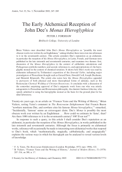 The Early Alchemical Reception of John Dee`s Monas