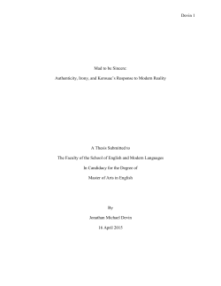 Authenticity, Irony, and Kerouac`s Response to Modern Reality