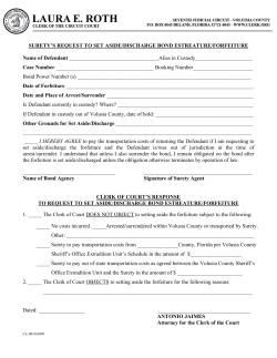 Surety`s Request To Set Aside Bond Estreature/Forfeiture