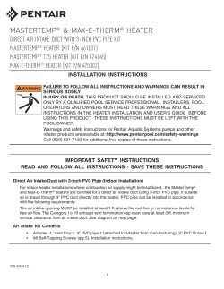 Power Center Instructions - Pentair
