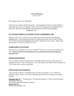 Lower School News April 18, 2017 ECS Theme and Verse for 2016