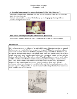 The Columbian Exchange Christopher Purdy 1 Introduction Did you