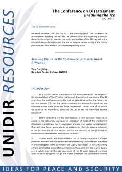 Breaking the Ice in the Conference on Disarmament: A