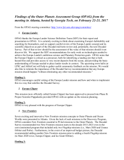 Findings of the Outer Planets Assessment Group (OPAG) from the