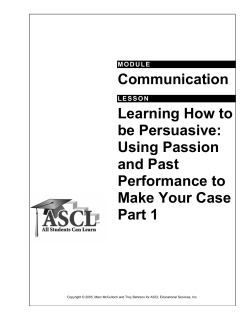 Communication Learning How to be Persuasive: Using Passion and