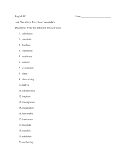 English IV Name And Then There Were None Vocabulary Directions