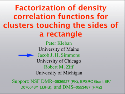 Kleban: Factorization of density correlation functions for clusters