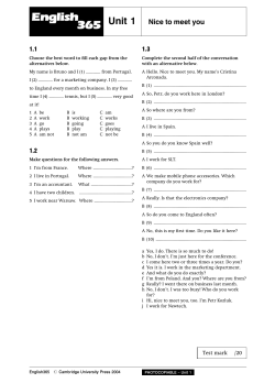 Unit 1 Nice to meet you