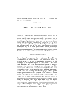 CLASH, LAPSE AND DIRECTIONALITYw The typology of stress