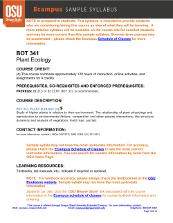 BOT 341 Plant Ecology - Oregon State University