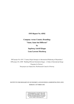 i SNF-Report No. 45/02 Company versus Country Branding: "Same