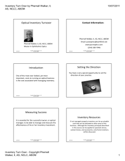 Optical Inventory Turn Over - Phernell Walker, II, AS, NCLC, ABOM