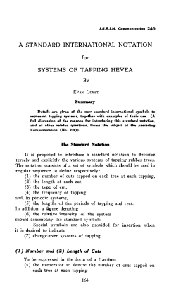 a standard international notation systems of tapping hevea
